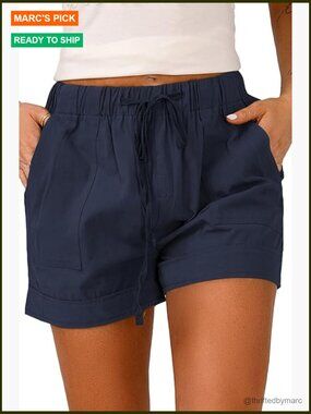 High Waisted Denim Shorts with Pockets, Elastic Waist, Casual Summer Wear